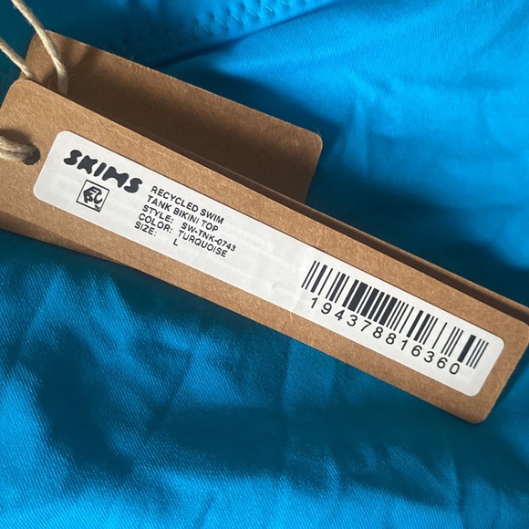 Skims Recycled Swim Tank Bikini Top Turquoise Size- Large - Picture 3 of 4